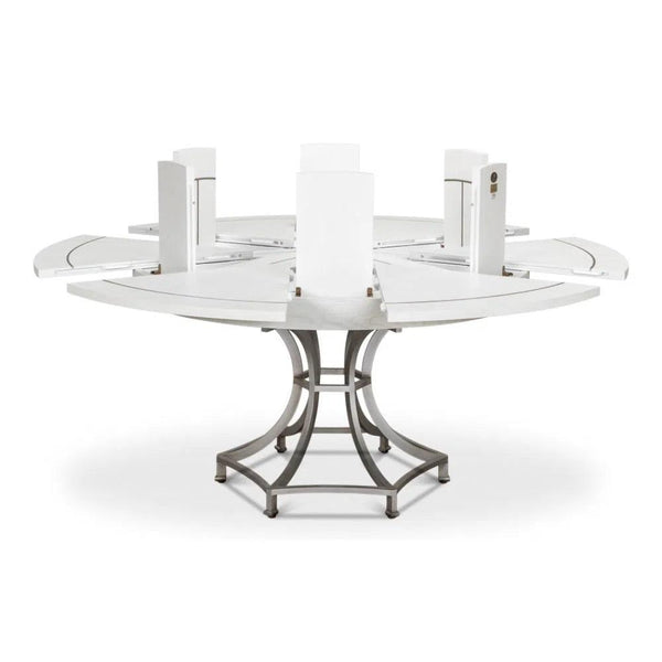 Sunset Jupe Extendable Round Dining Table Working White Dining Tables LOOMLAN By Sarreid