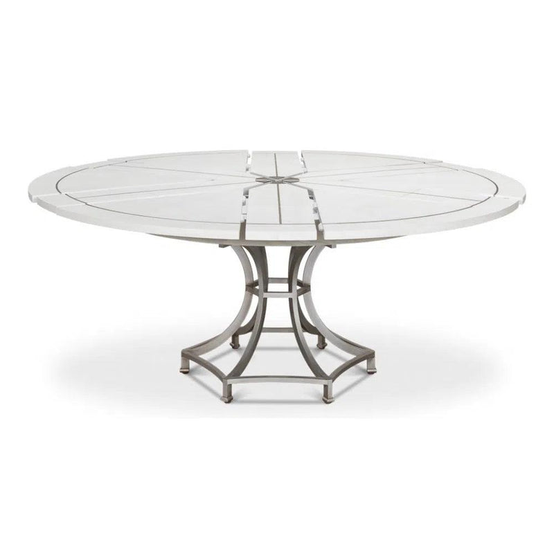 Sunset Jupe Extendable Round Dining Table Working White Dining Tables LOOMLAN By Sarreid