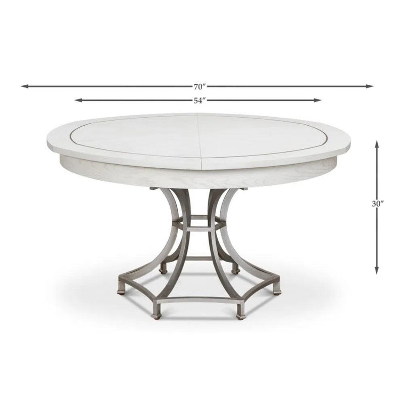 Sunset Jupe Extendable Round Dining Table Working White Dining Tables LOOMLAN By Sarreid