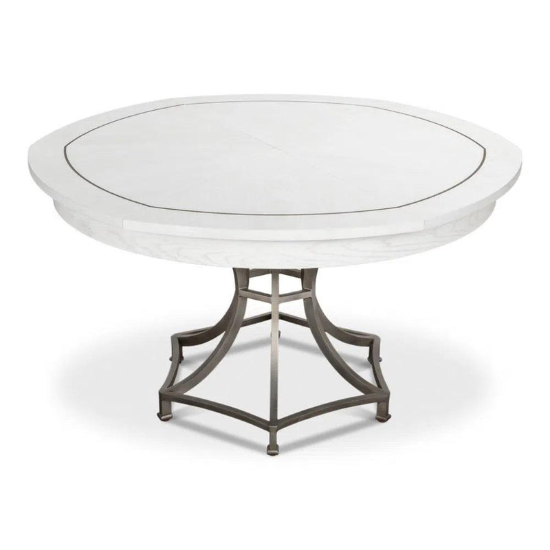 Sunset Jupe Extendable Round Dining Table Working White Dining Tables LOOMLAN By Sarreid