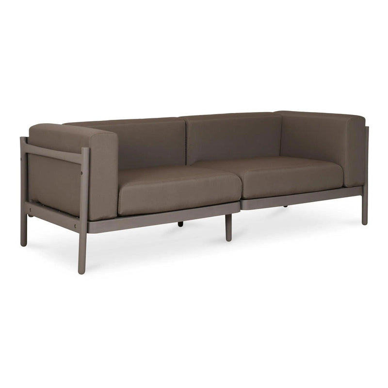 Suri Polyester and Polypropylene Coffee Brown Outdoor 2-Seat Sofa Sofas & Loveseats LOOMLAN By Moe's Home