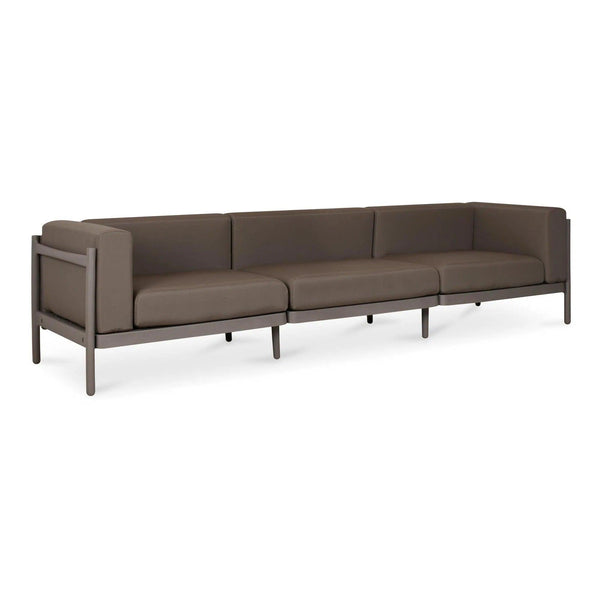 Suri Polyester and Polypropylene Coffee Brown Outdoor 3-Seat Sofa Sofas & Loveseats LOOMLAN By Moe's Home