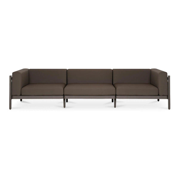 Suri Polyester and Polypropylene Coffee Brown Outdoor 3-Seat Sofa Sofas & Loveseats LOOMLAN By Moe's Home