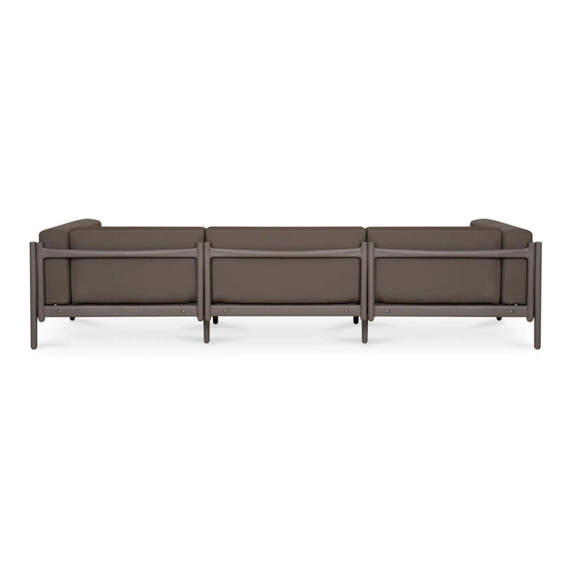 Suri Polyester and Polypropylene Coffee Brown Outdoor 3-Seat Sofa Sofas & Loveseats LOOMLAN By Moe's Home