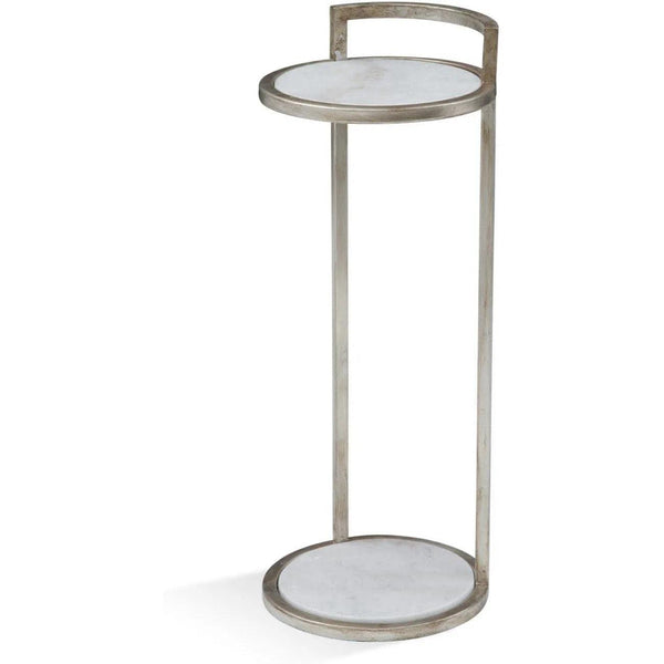 Surrey Metal and Marble Silver Round Scatter Table Side Tables LOOMLAN By Bassett Mirror