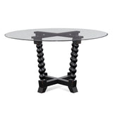 Susanna Wood and Glass Black Round Dining Table Dining Tables LOOMLAN By Bassett Mirror