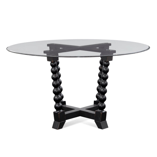 Susanna Wood and Glass Black Round Dining Table Dining Tables LOOMLAN By Bassett Mirror