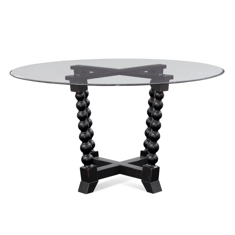 Susanna Wood and Glass Black Round Dining Table Dining Tables LOOMLAN By Bassett Mirror