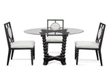 Susanna Wood and Glass Black Round Dining Table Dining Tables LOOMLAN By Bassett Mirror