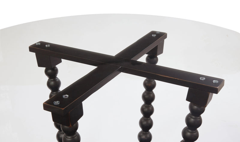 Susanna Wood and Glass Black Round Dining Table Dining Tables LOOMLAN By Bassett Mirror