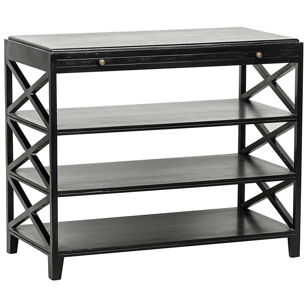 Sutton Criss-Cross Wood Black Rectangle Side Table Side Tables LOOMLAN By Noir