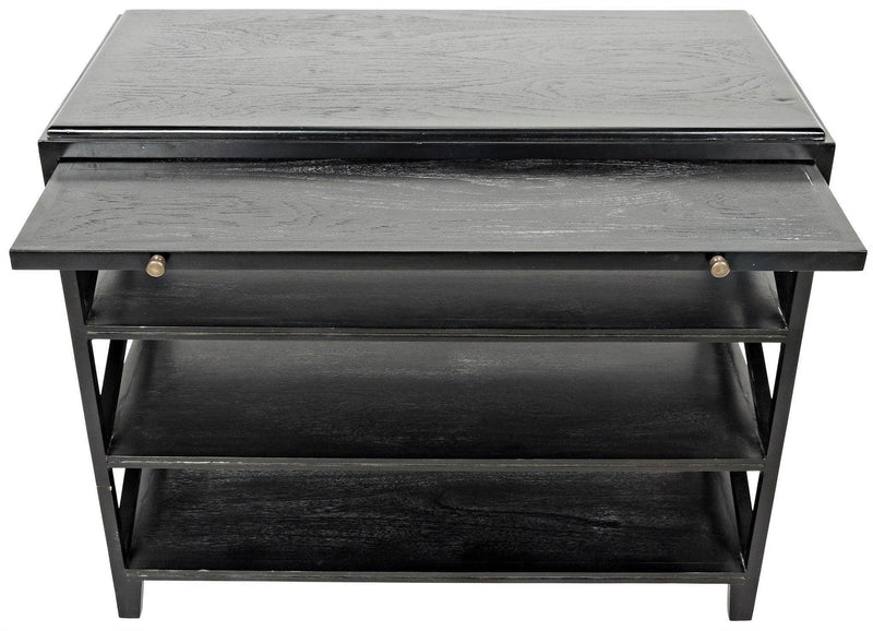 Sutton Criss-Cross Wood Black Rectangle Side Table Side Tables LOOMLAN By Noir