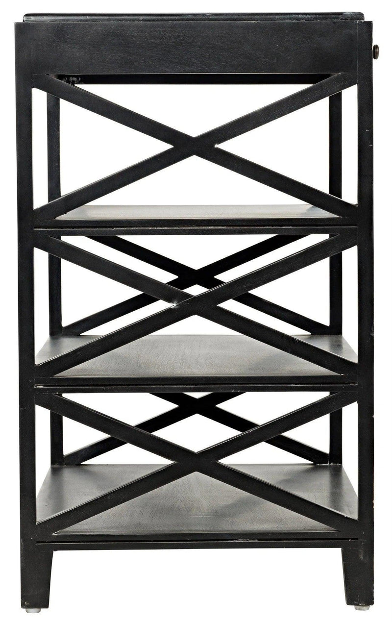 Sutton Criss-Cross Wood Black Rectangle Side Table Side Tables LOOMLAN By Noir