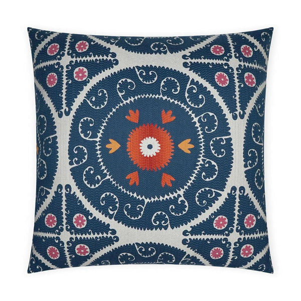 Suzandozi Denim Global Blue Large Throw Pillow With Insert Throw Pillows LOOMLAN By D.V. Kap