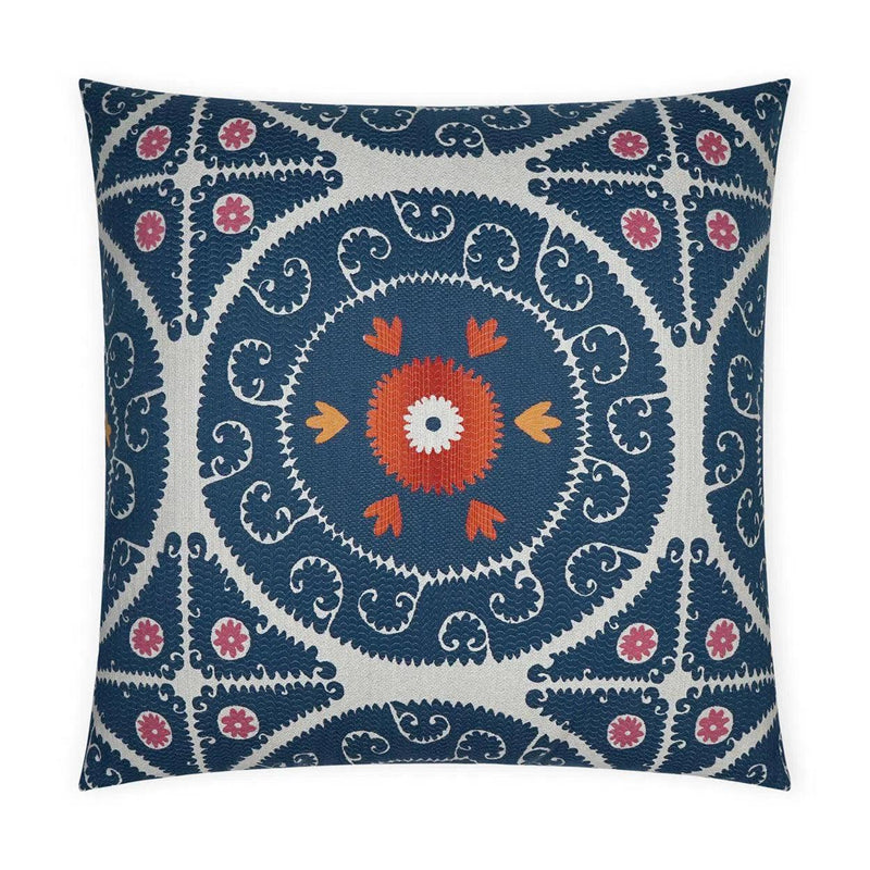 Suzandozi Denim Global Blue Large Throw Pillow With Insert Throw Pillows LOOMLAN By D.V. Kap