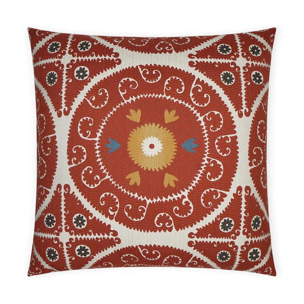 Suzandozi Fiesta Global Red Large Throw Pillow With Insert Throw Pillows LOOMLAN By D.V. Kap