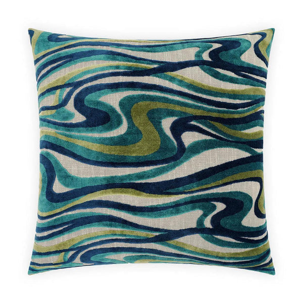 Sway Blue Throw Pillow With Insert Throw Pillows LOOMLAN By D.V. Kap