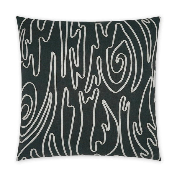 Swindler Black Abstract Beach Black Large Throw Pillow With Insert Throw Pillows LOOMLAN By D.V. Kap