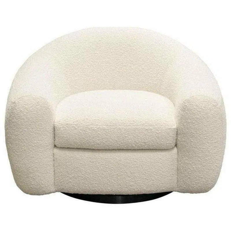 Swivel Chair in Boucle Textured Fabric Contoured Arms & Back Club Chairs LOOMLAN By Diamond Sofa