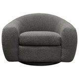 Swivel Chair in Charcoal Boucle Fabric Contoured Arms & Back Club Chairs LOOMLAN By Diamond Sofa