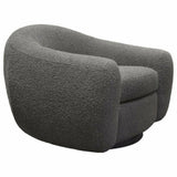 Swivel Chair in Charcoal Boucle Fabric Contoured Arms & Back Club Chairs LOOMLAN By Diamond Sofa