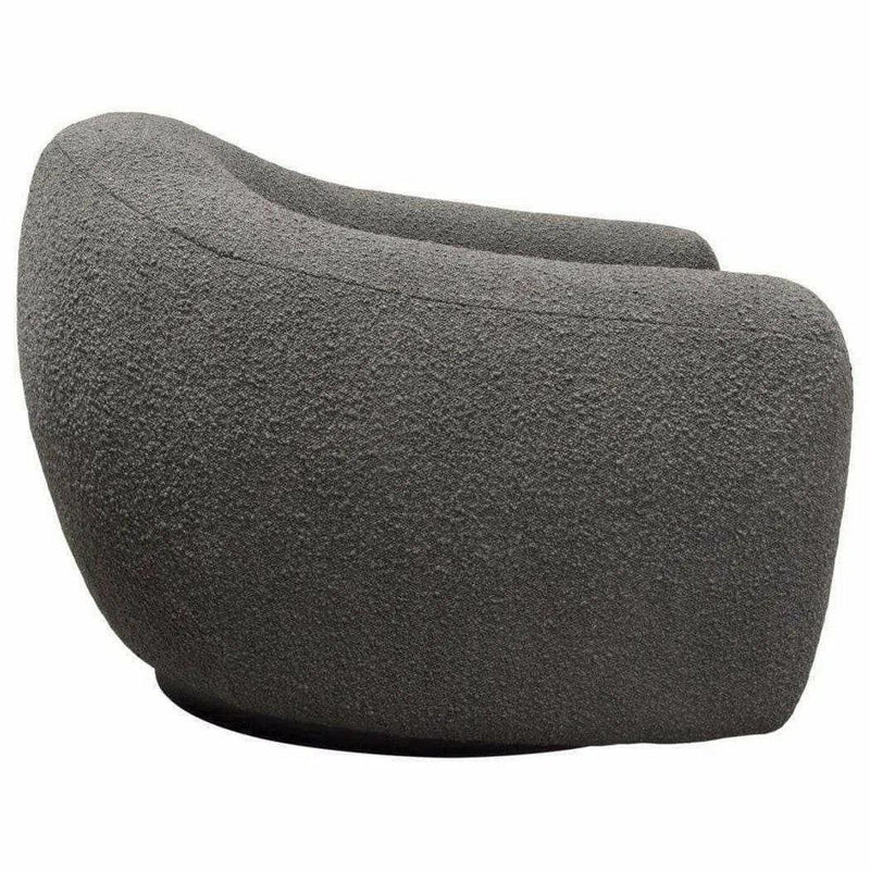 Swivel Chair in Charcoal Boucle Fabric Contoured Arms & Back Club Chairs LOOMLAN By Diamond Sofa