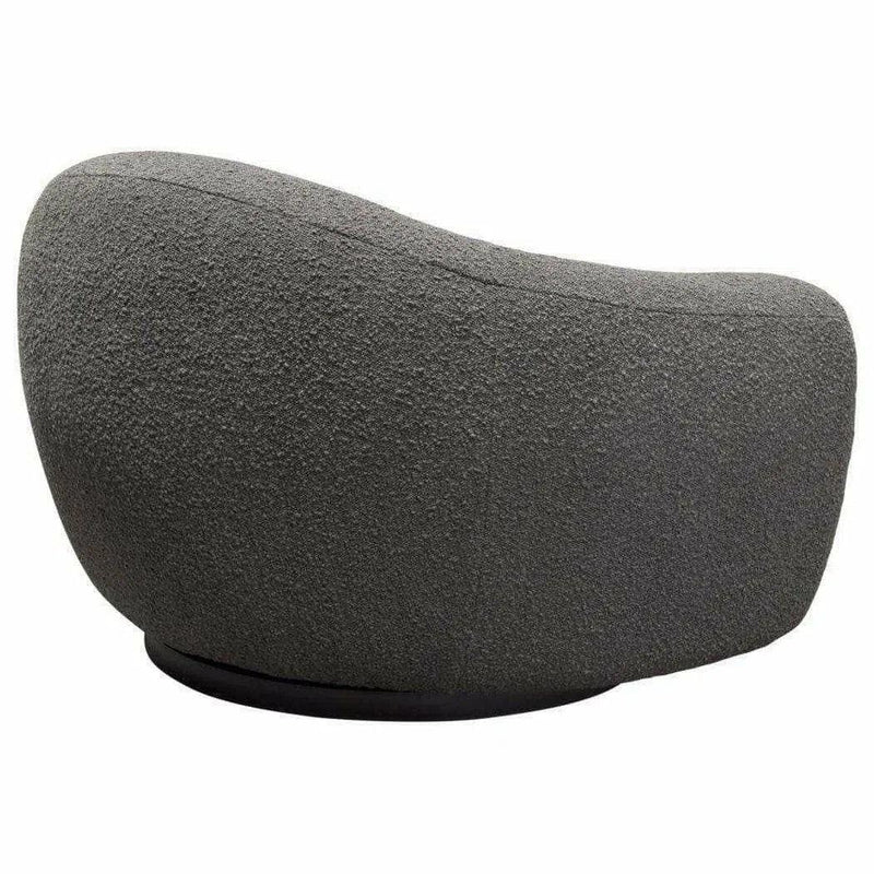 Swivel Chair in Charcoal Boucle Fabric Contoured Arms & Back Club Chairs LOOMLAN By Diamond Sofa