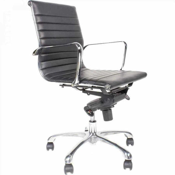 Swivel Office Chair Low Back Black Contemporary Office Chairs LOOMLAN By Moe's Home