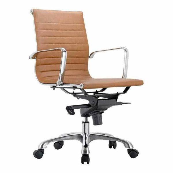 Swivel Office Chair Low Back Brown Contemporary Office Chairs LOOMLAN By Moe's Home