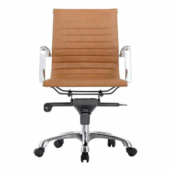 Swivel Office Chair Low Back Brown Contemporary Office Chairs LOOMLAN By Moe's Home