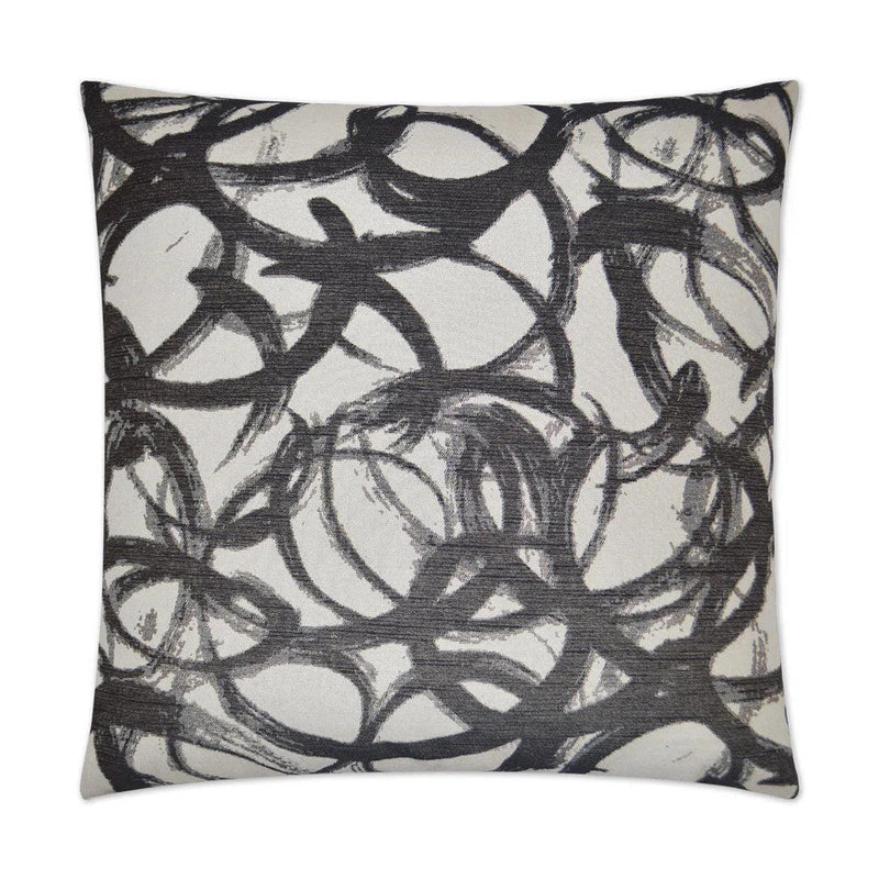 Swoosh Black Throw Pillow With Insert Throw Pillows LOOMLAN By D.V. Kap