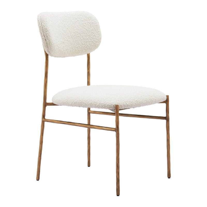 Sydhavnen Cream and Gold Armless Dining Chair Dining Chairs LOOMLAN By Zuo Modern