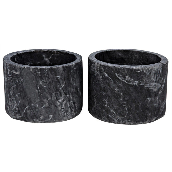 Syma Decorative Marble Black Candle Holder (Set of 2) Lanterns LOOMLAN By Noir