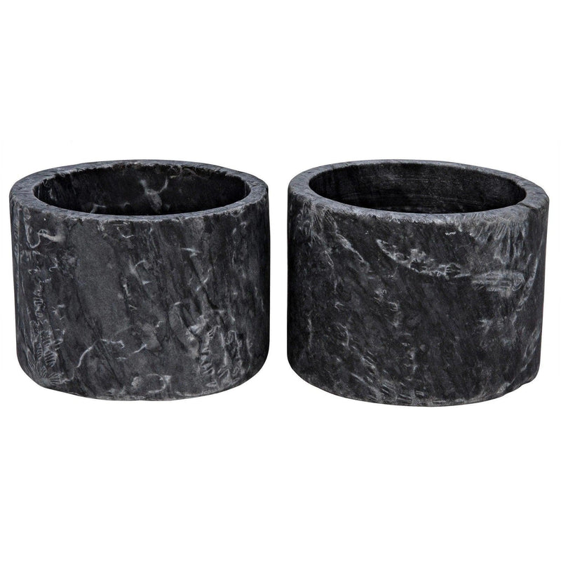 Syma Decorative Marble Black Candle Holder (Set of 2) Lanterns LOOMLAN By Noir