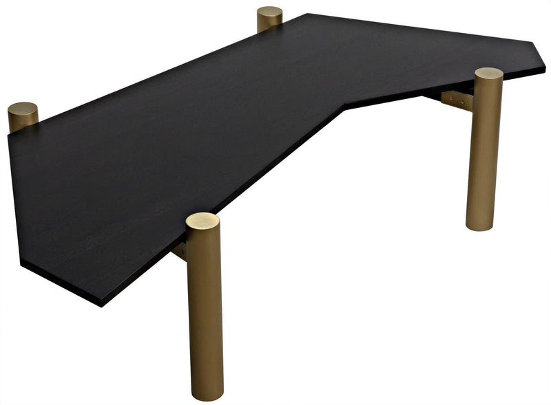 Tabu Coffee Table, Brass Finished Legs with Ebony Walnut Top Coffee Tables LOOMLAN By Noir