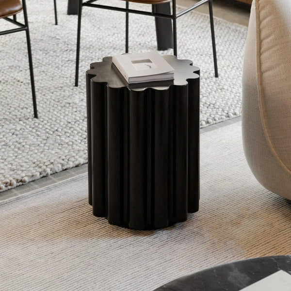 Taffy Contemporary Black Concrete Stool Side Table Side Tables LOOMLAN By Moe's Home