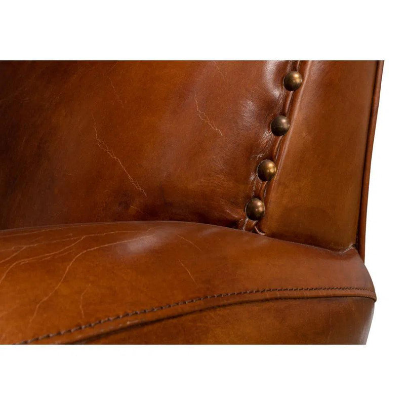 Taft Leather Brown Club Chair Dark Brown Club Chairs LOOMLAN By Sarreid