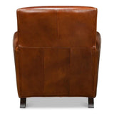 Taft Leather Brown Club Chair Dark Brown Club Chairs LOOMLAN By Sarreid