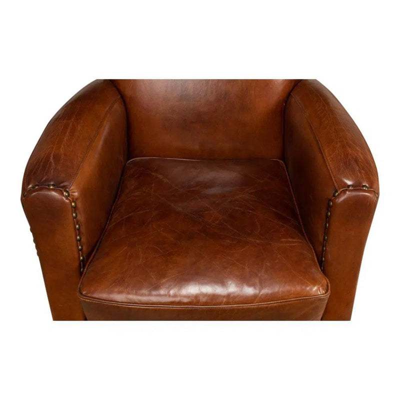 Taft Leather Brown Club Chair Dark Brown Club Chairs LOOMLAN By Sarreid