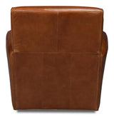 Taft Wood and Leather Brown Swivel Arm Chair Club Chairs LOOMLAN By Sarreid