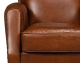 Taft Wood and Leather Brown Swivel Arm Chair Club Chairs LOOMLAN By Sarreid