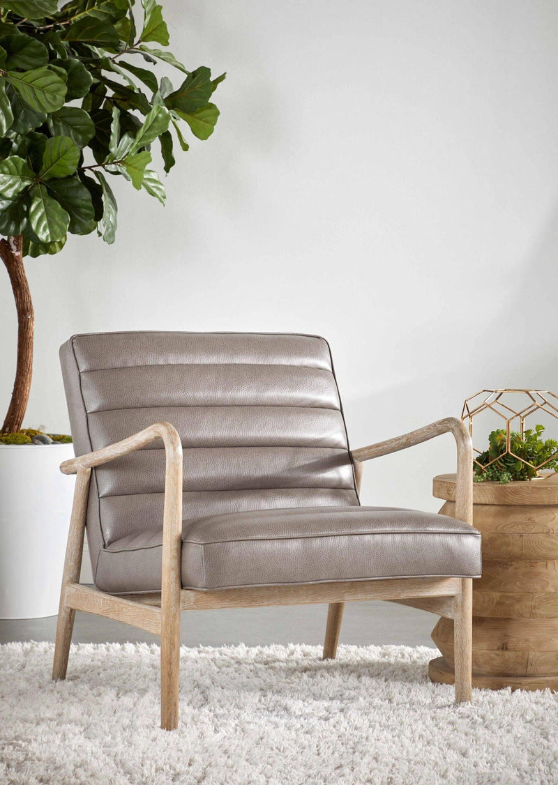 Tahoe Club Chair Gray Upholstery and Oak Wood Accent Chairs LOOMLAN By Essentials For Living