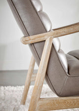 Tahoe Club Chair Gray Upholstery and Oak Wood Accent Chairs LOOMLAN By Essentials For Living