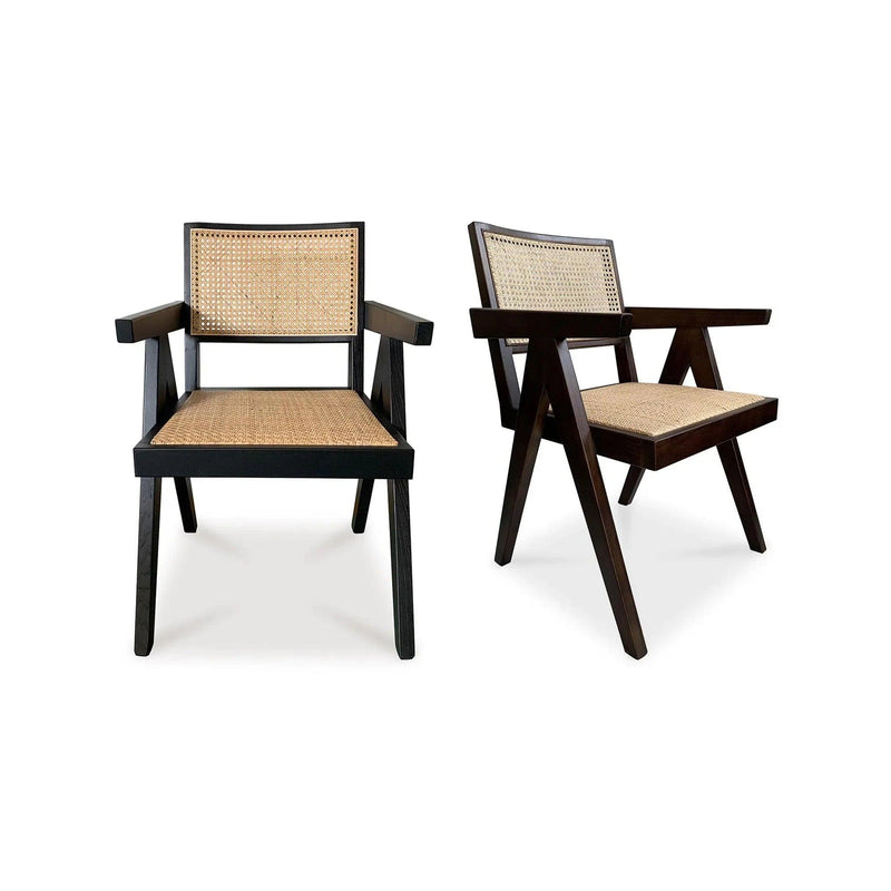 Takashi Solid Elm With Rattan Seat Dining Chair (Set Of 2)