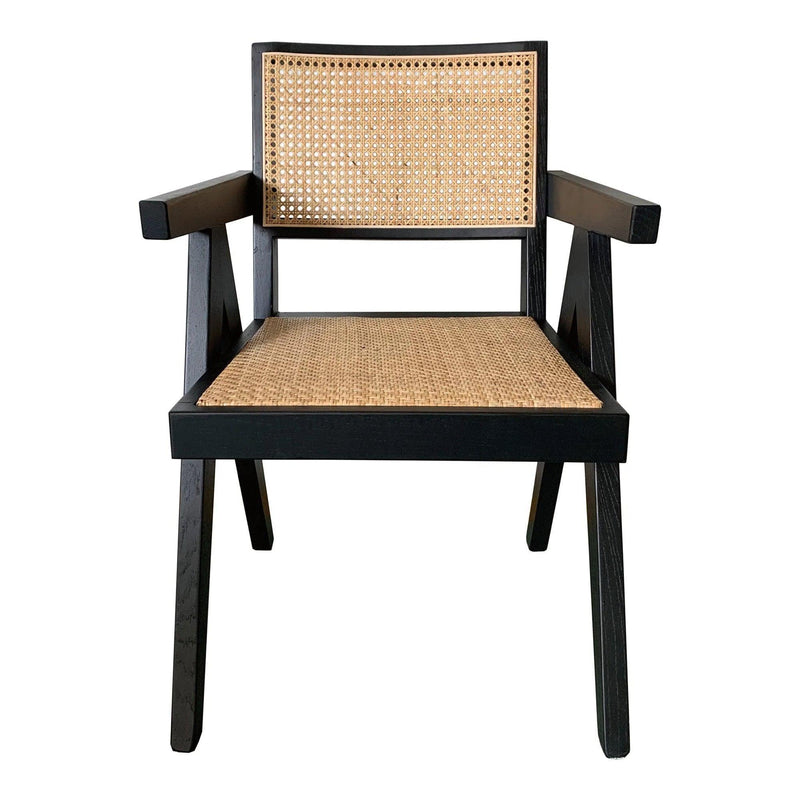 Takashi Wood and Rattan Black Armchair (Set of 2) Club Chairs LOOMLAN By Moe's Home