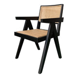 Takashi Wood and Rattan Black Armchair (Set of 2) Club Chairs LOOMLAN By Moe's Home