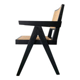 Takashi Wood and Rattan Black Armchair (Set of 2) Club Chairs LOOMLAN By Moe's Home