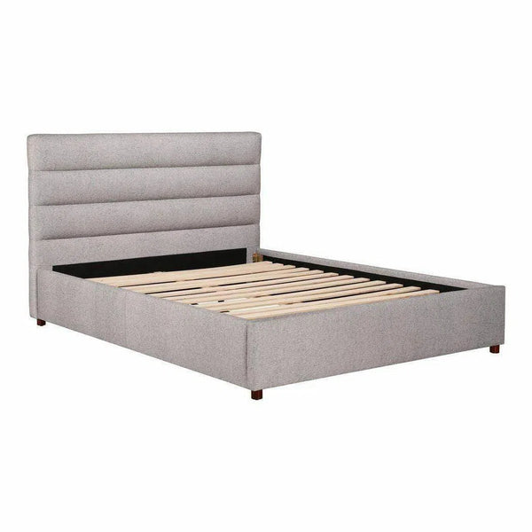 Takio Performance Fabric Upholstered Light Grey Bed Beds LOOMLAN By Moe's Home