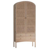 Tall Cabinet Bookcase Coastal Beach Rattan Armoire With Drawers Bookcases LOOMLAN By LH Imports