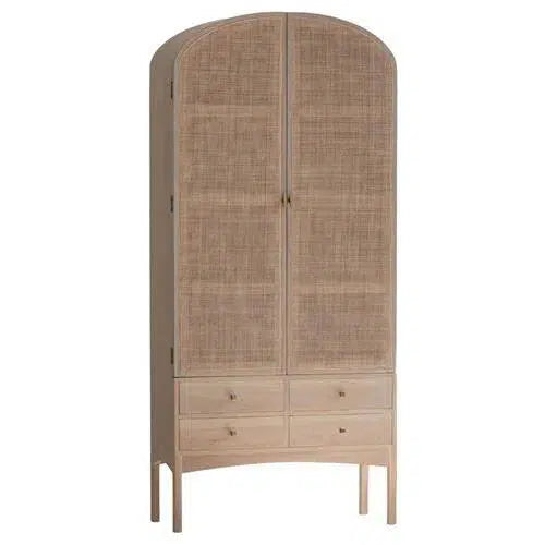 Tall Cabinet Bookcase Coastal Beach Rattan Armoire With Drawers Bookcases LOOMLAN By LH Imports